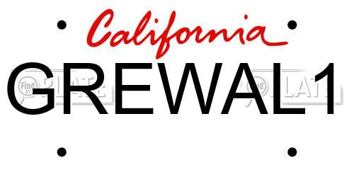 GREWAL1 California License Plate