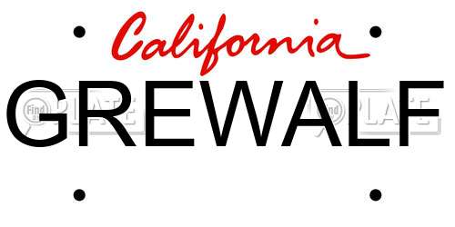 GREWALF California License Plate