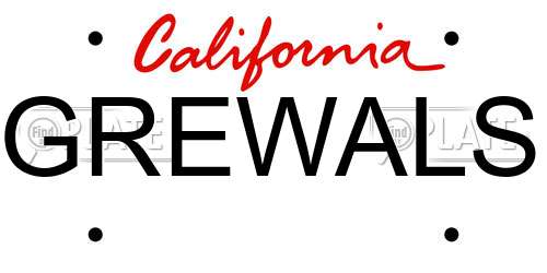 GREWALS California License Plate