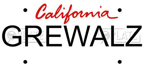 GREWALZ California License Plate