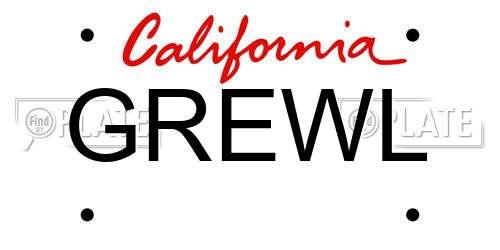 GREWL California License Plate