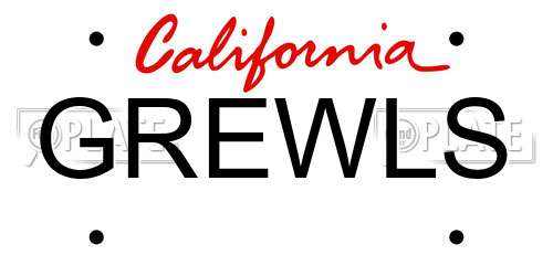 GREWLS California License Plate