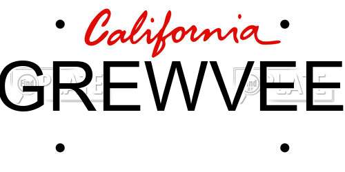 GREWVEE California License Plate