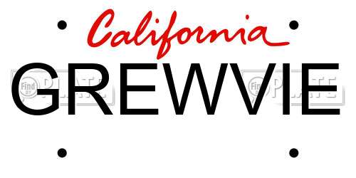 GREWVIE California License Plate