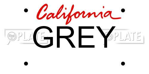 GREY California License Plate