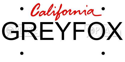 GREYFOX California License Plate