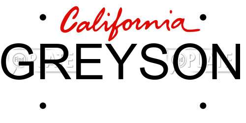 GREYSON California License Plate