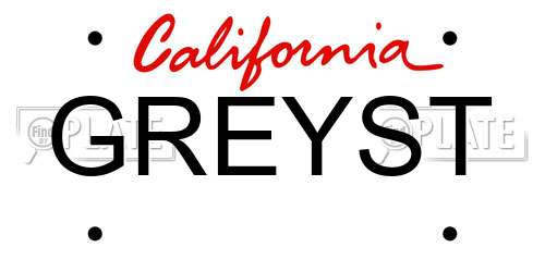 GREYST California License Plate