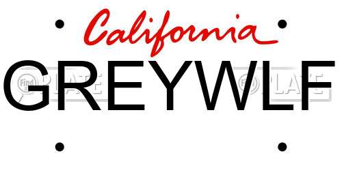 GREYWLF California License Plate