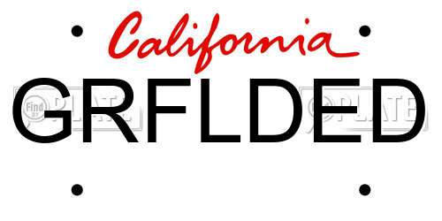 GRFLDED California License Plate