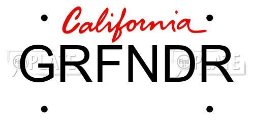 GRFNDR California License Plate