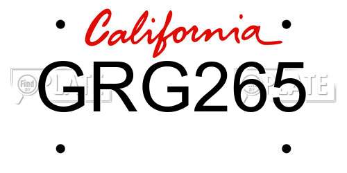 GRG265 California License Plate