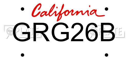 GRG26B California License Plate