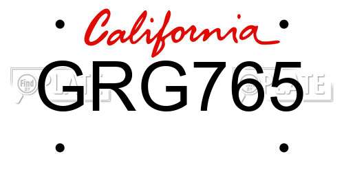 GRG765 California License Plate