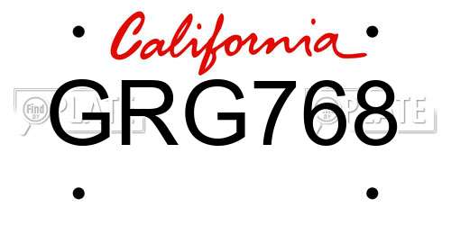 GRG768 California License Plate