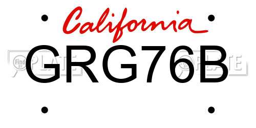 GRG76B California License Plate