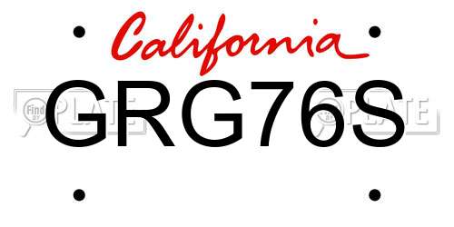 GRG76S California License Plate