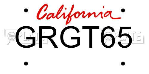 GRGT65 California License Plate