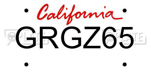GRGZ65 California License Plate