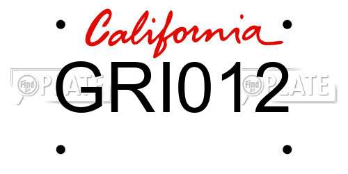 GRI012 California License Plate