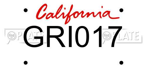 GRI017 California License Plate