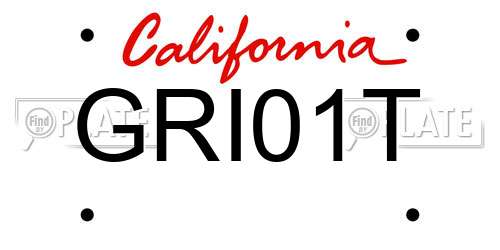 GRI01T California License Plate