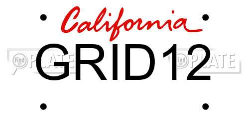 GRID12 California License Plate
