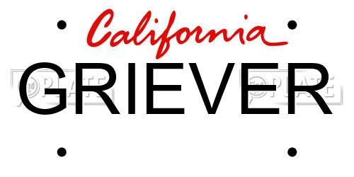 GRIEVER California License Plate