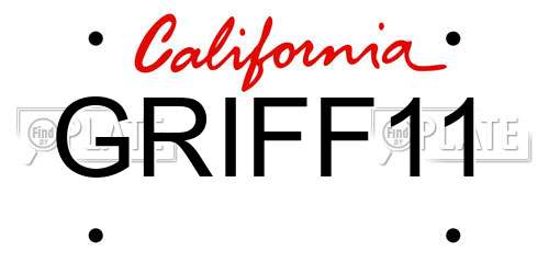 GRIFF11 California License Plate