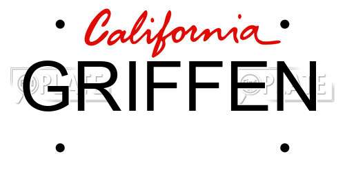 GRIFFEN California License Plate