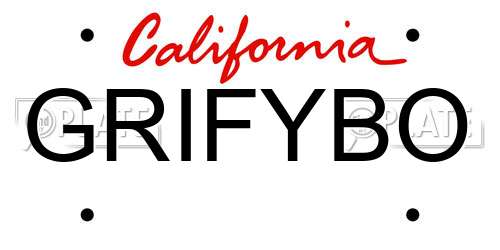 GRIFYBO California License Plate