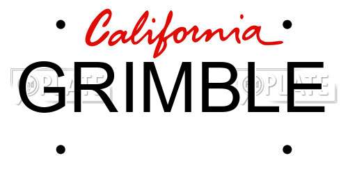 GRIMBLE California License Plate
