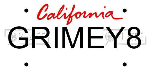 GRIMEY8 California License Plate