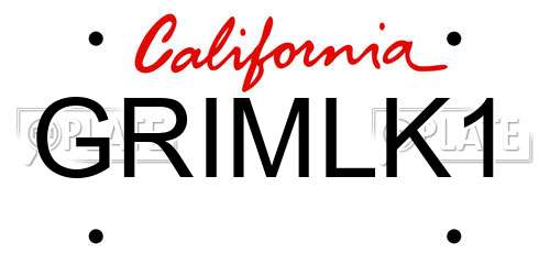 GRIMLK1 California License Plate