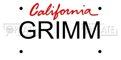 GRIMM California License Plate