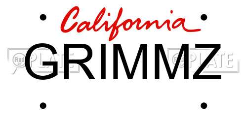 GRIMMZ California License Plate