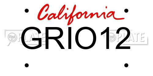 GRIO12 California License Plate