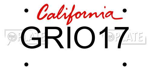 GRIO17 California License Plate