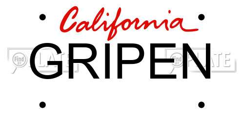GRIPEN California License Plate