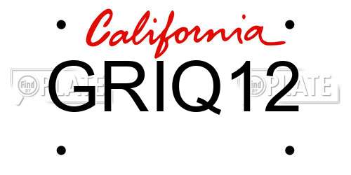 GRIQ12 California License Plate