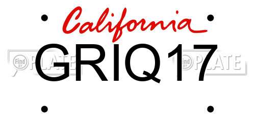 GRIQ17 California License Plate