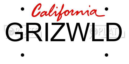 GRIZWLD California License Plate