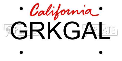GRKGAL California License Plate