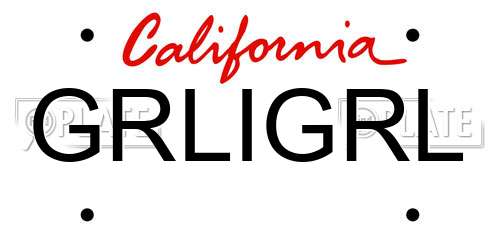 GRLIGRL California License Plate