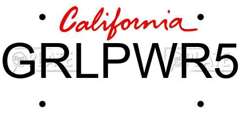GRLPWR5 California License Plate