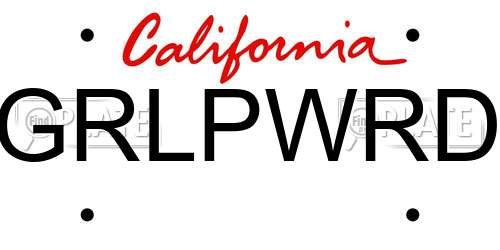 GRLPWRD California License Plate