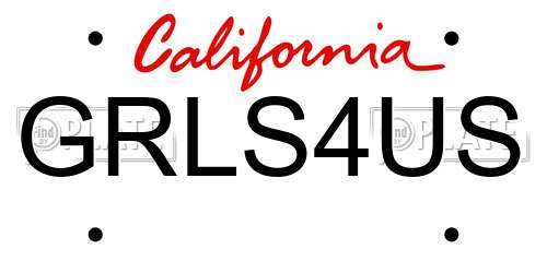 GRLS4US California License Plate