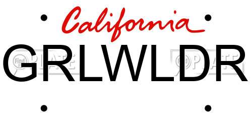 GRLWLDR California License Plate