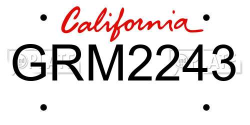 GRM2243 California License Plate
