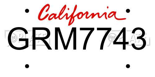 GRM7743 California License Plate